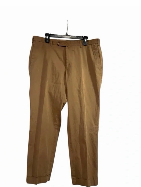 Incotex Other - INCOTEX Solid Khaki Brown 100% Cotton Mens Luxury Flat Front Pants Trousers - 38
